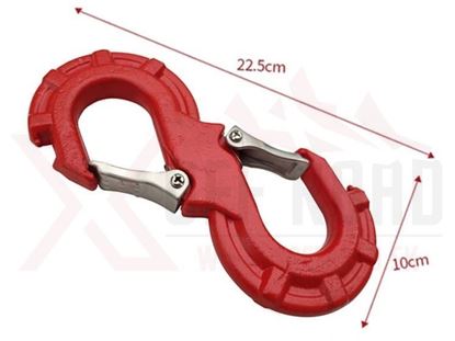 Kép S-horog, piros acél, nagy, dupla horoggal